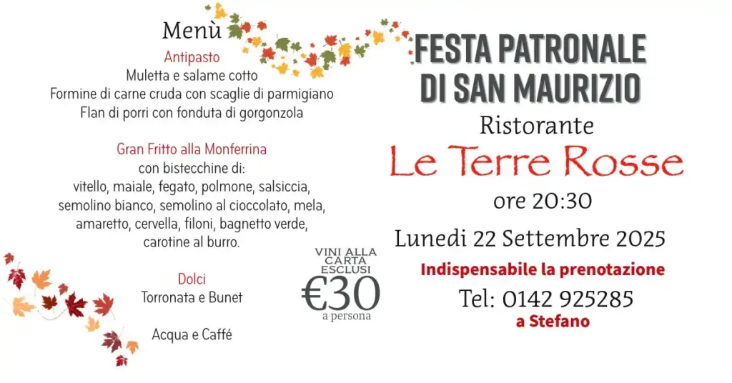 Scopri di più sull'articolo Menù Festa Patronale San Maurizio